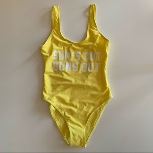One piece high rise 90’s yellow swimsuit, size S